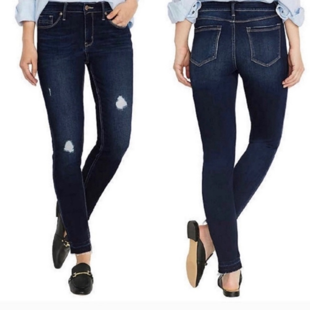 Women's Dark Blue Distressed Jeans